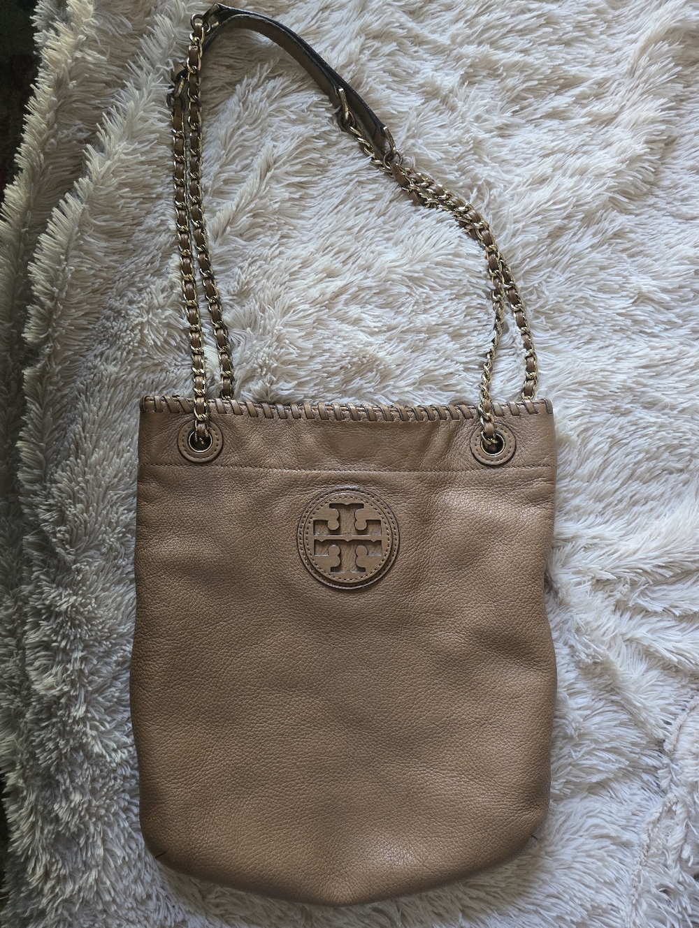Tory Burch Marion Tan Leather Shoulder bag